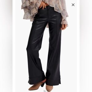 Free People We the Free Glow Up Vegan Black Flare Pants in Size 12